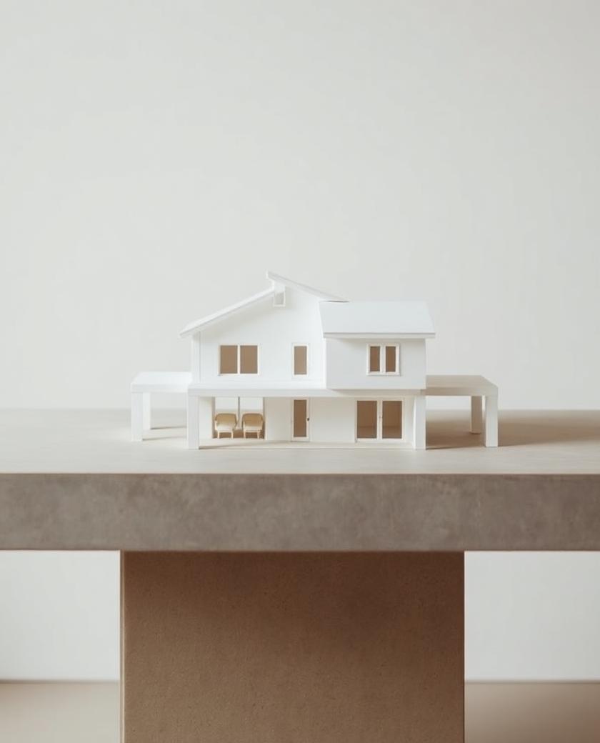 Architectural scale model on a concrete table